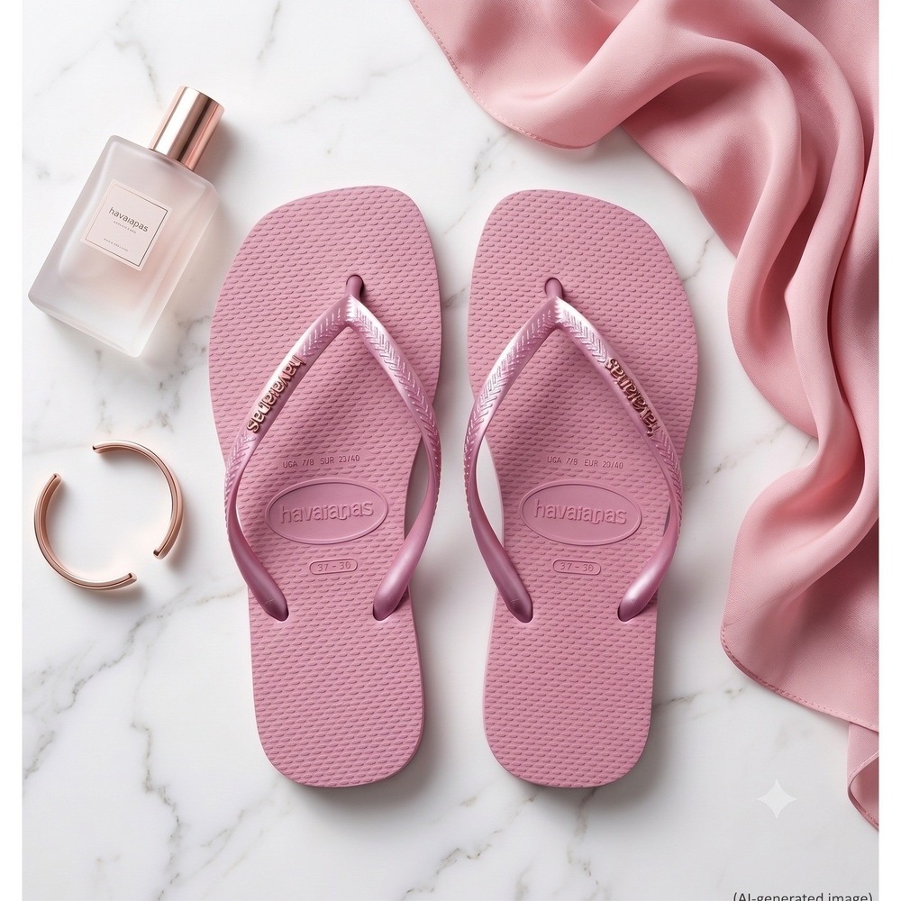 NEW COLOR! W's 9/10 Havaianas Square Logo Metallic flip flops sandals | SQRE0032